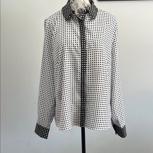 Funky Basics Black and White Polka Dot button down Shirt
